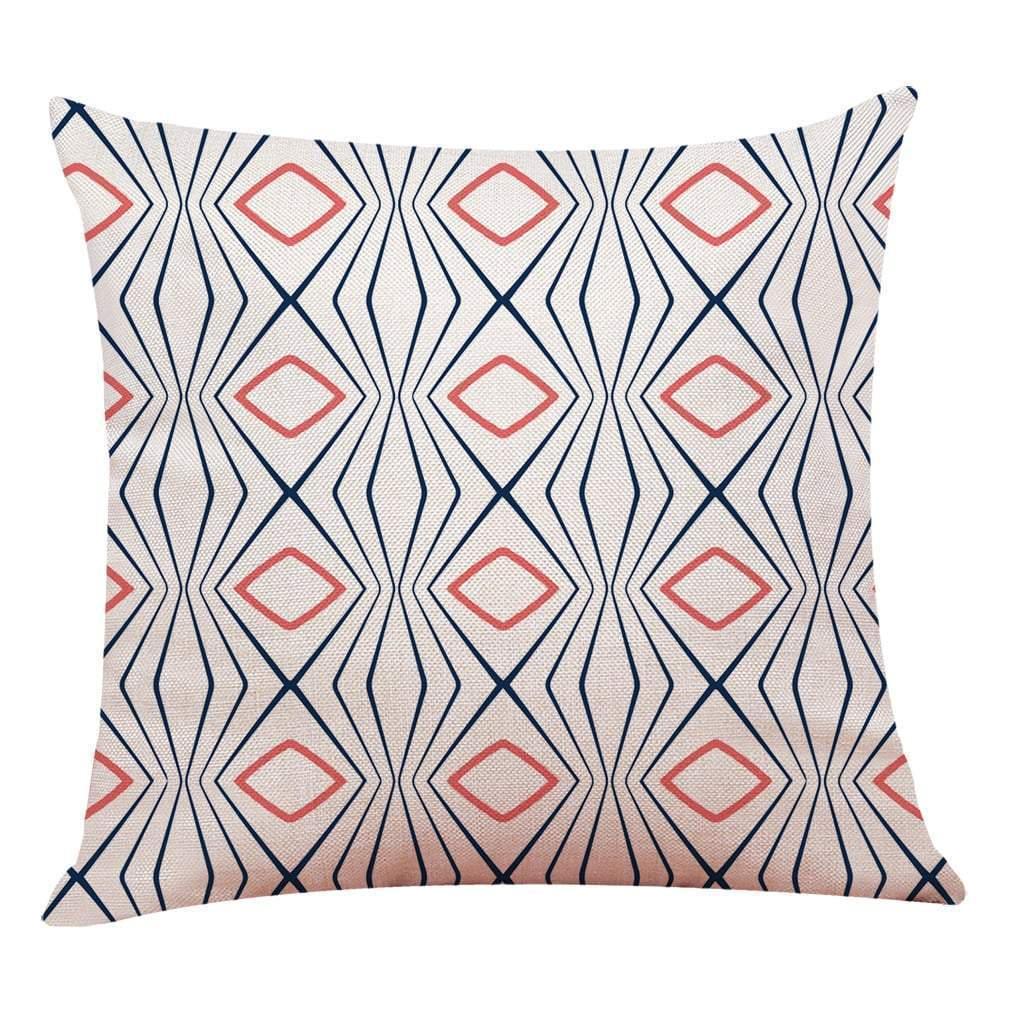 Pink Geometric Pattern Cotton Pillowcase - 