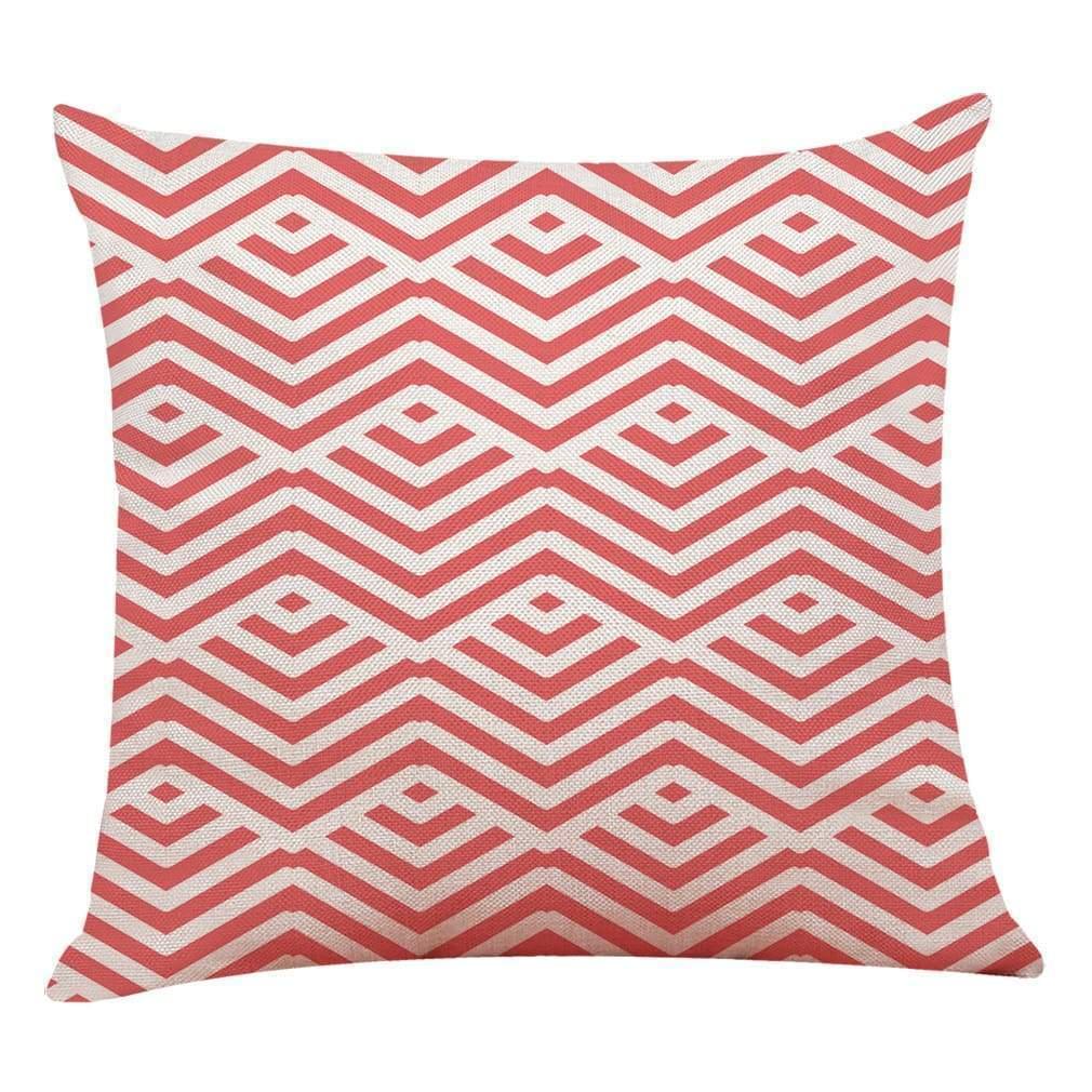 Pink Geometric Pattern Cotton Pillowcase - 