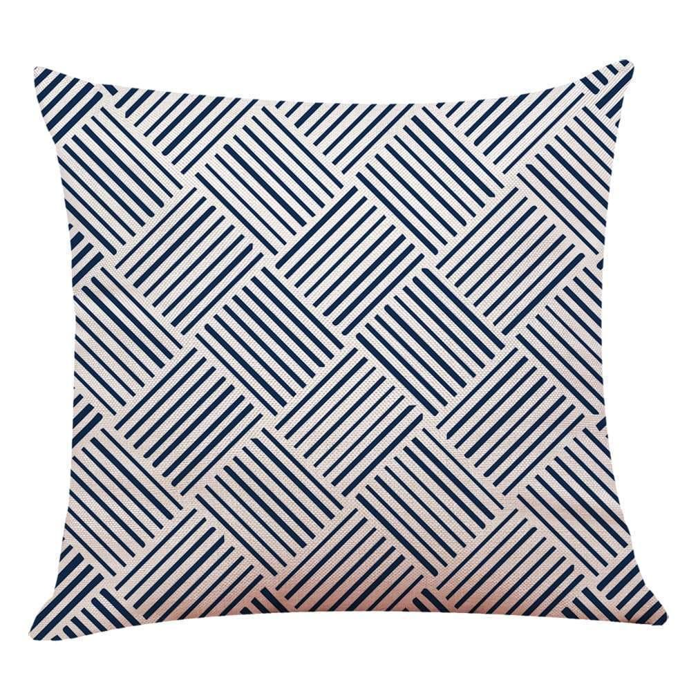 Pink Geometric Pattern Cotton Pillowcase - 