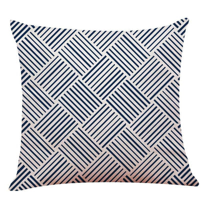 Pink Geometric Pattern Cotton Pillowcase - 