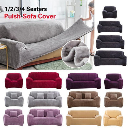 Plush Sofa Cover Stretch Solid Color Thick Slipcover Sofa Covers for Living Room Pets Chair Cover Cushion Cover Sofa Towel 1PC