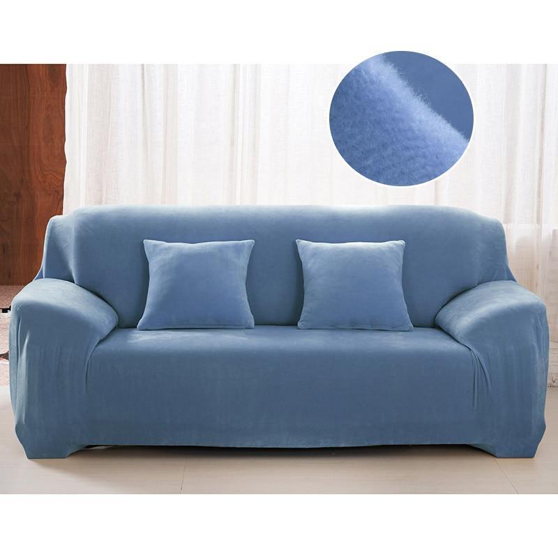 Plush Sofa Cover Stretch Solid Color Thick Slipcover Sofa Covers for Living Room Pets Chair Cover Cushion Cover Sofa Towel 1PC - 