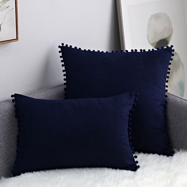 Pompon Hair Ball Lace Cushion Cover Pillow Case - 