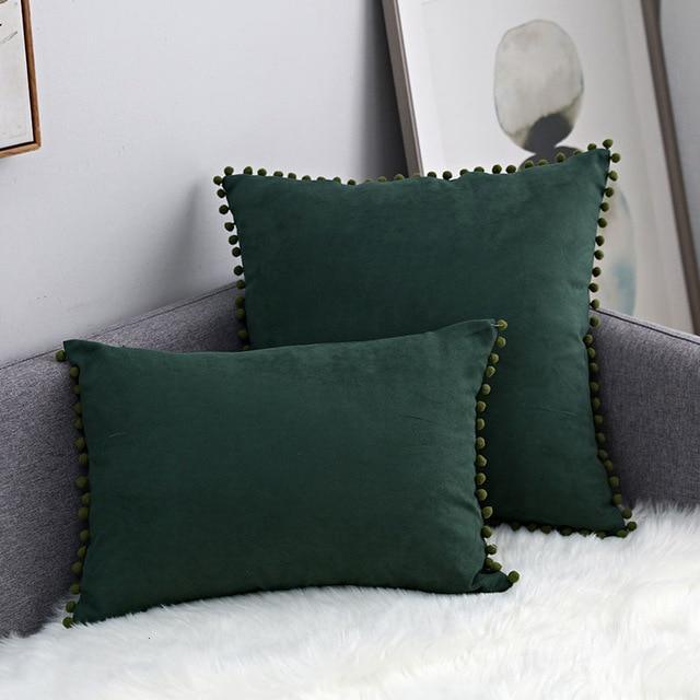 Pompon Hair Ball Lace Cushion Cover Pillow Case - 