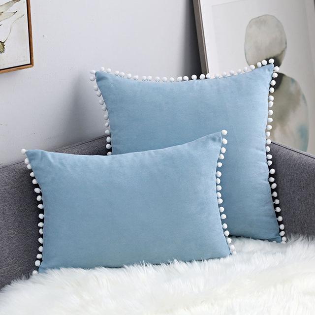 Pompon Hair Ball Lace Cushion Cover Pillow Case - 