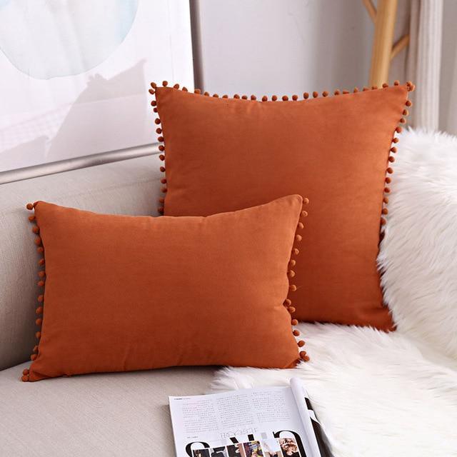 Pompon Hair Ball Lace Cushion Cover Pillow Case - 