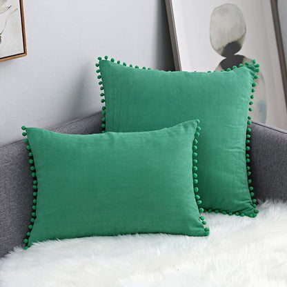 Pompon Hair Ball Lace Cushion Cover Pillow Case - 