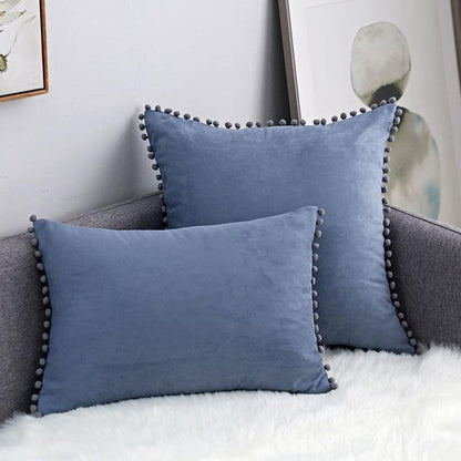 Pompon Hair Ball Lace Cushion Cover Pillow Case - 