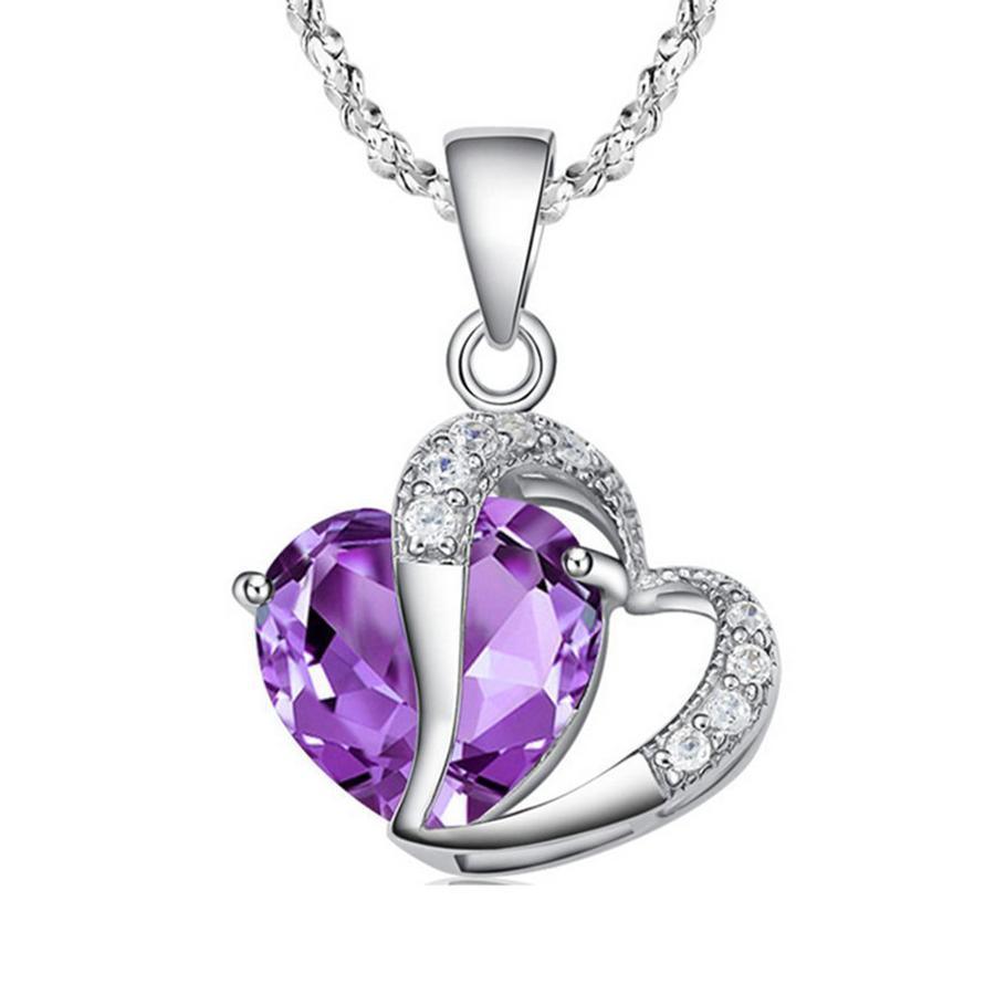 Purple Crystal Heart Necklace