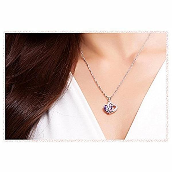 Purple Crystal Heart Necklace