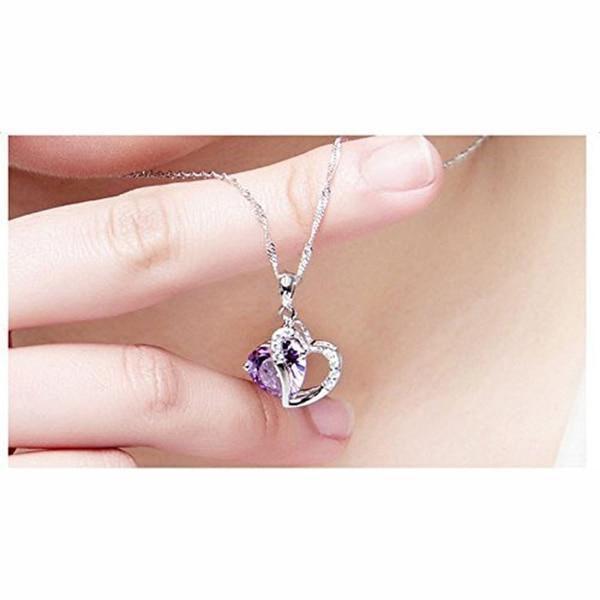 Purple Crystal Heart Necklace