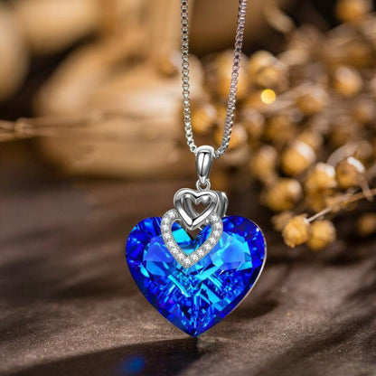 Sapphire Blue Heart Of The Ocean Necklace