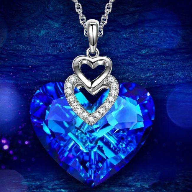 Sapphire Blue Heart Of The Ocean Necklace