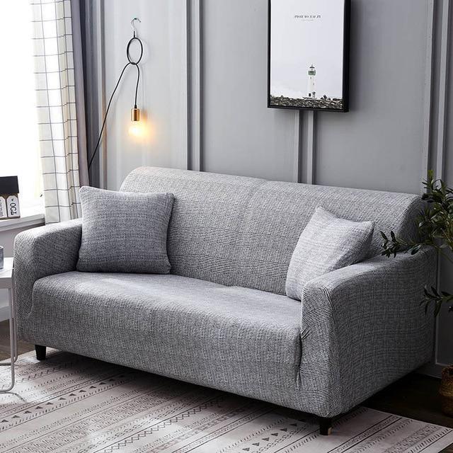 Simple Stylish Modern Blue Grey Stretch Sofa Slip Cover