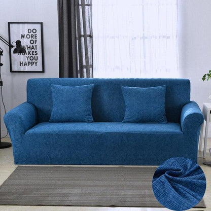 Simple Stylish Modern Blue Grey Stretch Sofa Slip Cover - 