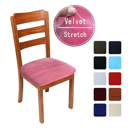 Stretch Velvet Kitchen Office Stretch Chair Cover Solid Seat Protector Elastic Seat Case Dining Computer Beach Slipcover  chairs