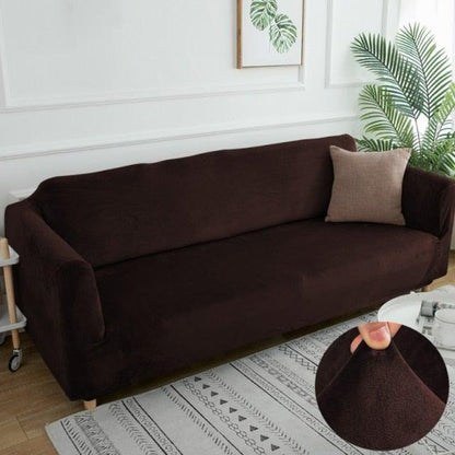 Velvet Thicken Sofa Cover Modern Solid Color Elastic Furniture Couch Slipcover Stretch All-inclusive Sofa Covers for Living Room - 