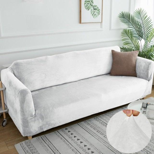 Velvet Thicken Sofa Cover Modern Solid Color Elastic Furniture Couch Slipcover Stretch All-inclusive Sofa Covers for Living Room - 