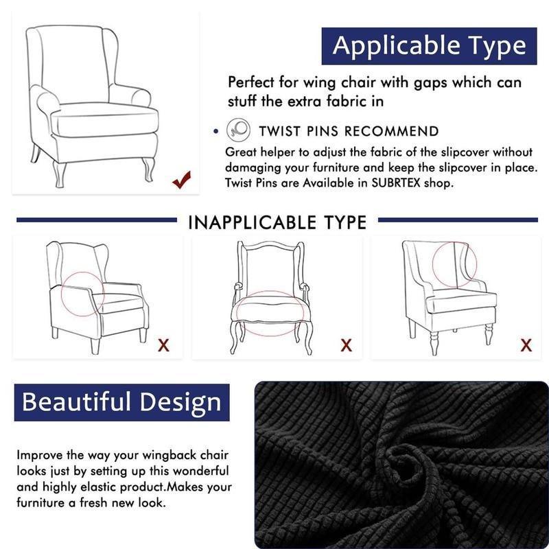 Waterproof Wing Back Chair Cover Arm King Back Chair Cover Elastic Armchair Wingback Sofa Chair Cover Stretch Protector