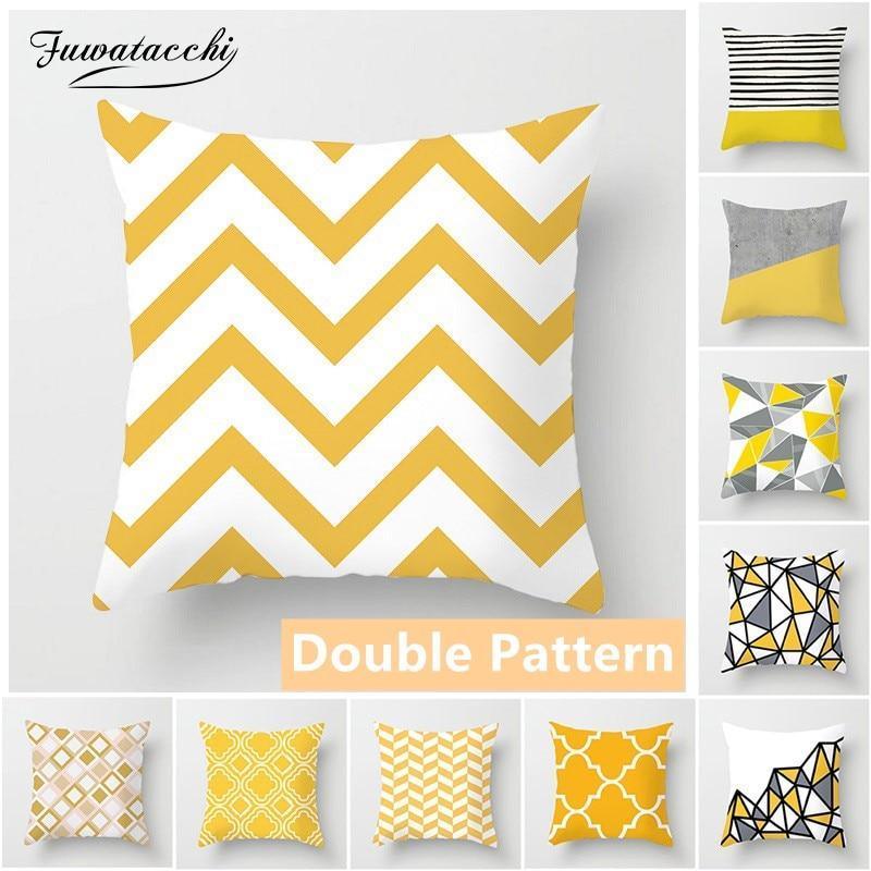 Yellow Geometric Cushion Cover